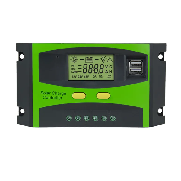 Régulateur Solaire PWM 30A 12V/24V Avec écran LCD Et USB - Pour Batteries Plomb, Maison, Camping-car